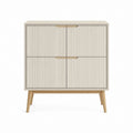 Sideboard mit 4 Türen Creme MDF Eiche rechteckig 90 x 40 x 110 cm