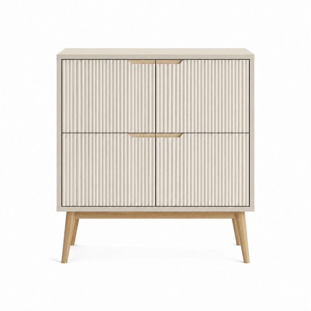 Sideboard mit 4 Türen Creme MDF Eiche rechteckig 90 x 40 x 110 cm