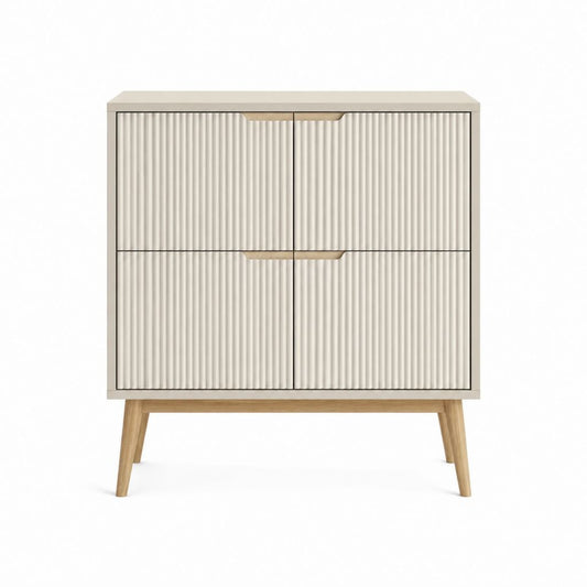 Sideboard mit 4 Türen Creme MDF Eiche rechteckig 90 x 40 x 110 cm