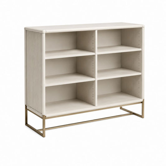 Sideboard mit 6 offenen Fächern Cremeweiß MDF Stahl 120 x 100 x 40 cm