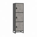 Hochschrank mit 3 Türen Grau Schwarz Holzwerkstoff Stahl rechteckig 40 x 35 x 140 cm