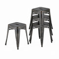 4er Set Stapelhocker Schwarz Stahl quadratisch 30 x 30 x 46 cm