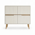 Sideboard Weiß MDF mit Rillenfront rechteckig 100 x 40 x 90 cm
