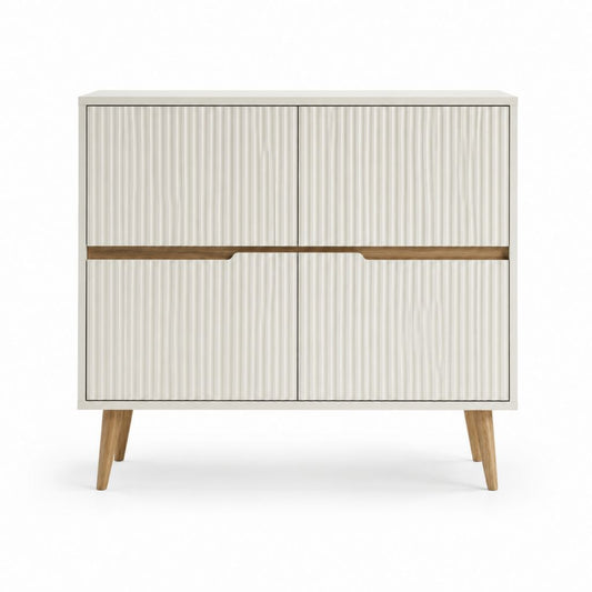 Sideboard Weiß MDF mit Rillenfront rechteckig 100 x 40 x 90 cm
