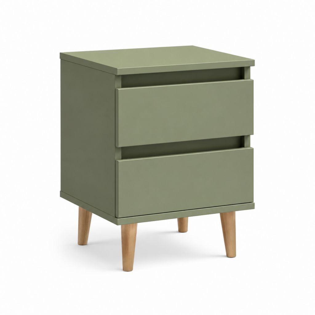 Nachttisch mit 2 Schubladen Olivgrün MDF Rechteckig 40 x 40 x 60 cm