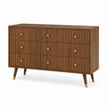 Sideboard Kommode mit 9 Schubladen Walnussfurnier MDF rechteckig 120 x 40 x 80 cm