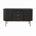 Sideboard Schwarz MDF mit Dekorfolie abgerundet 160 x 40 x 80 cm