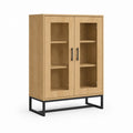 Vitrinenschrank mit 2 Türen Eichefarben Spanplatte Klarglas Rechteckig 90 x 40 x 160 cm