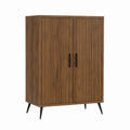 Rechteckiges Highboard mit 2 Türen in Walnuss MDF 90 x 40 x 140 cm
