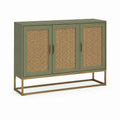 Sideboard Olivgrün MDF Rattan rechteckig 120 x 40 x 90 cm