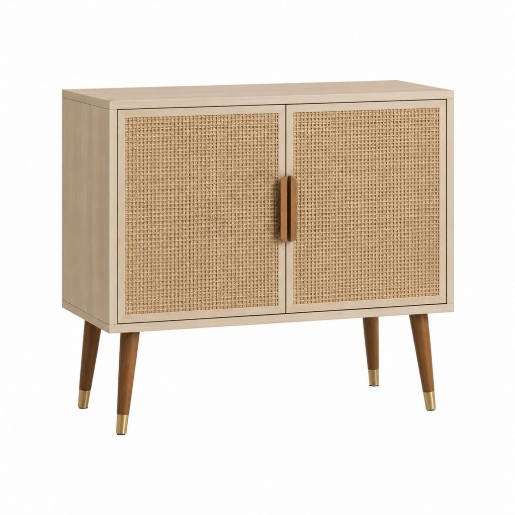 Sideboard mit 2 Türen Natur Rattan Holzwerkstoff 80 x 40 x 85 cm
