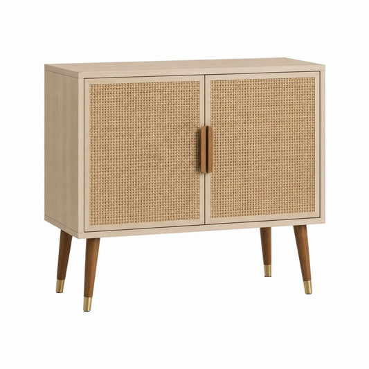 Sideboard mit 2 Türen Natur Rattan Holzwerkstoff 80 x 40 x 85 cm