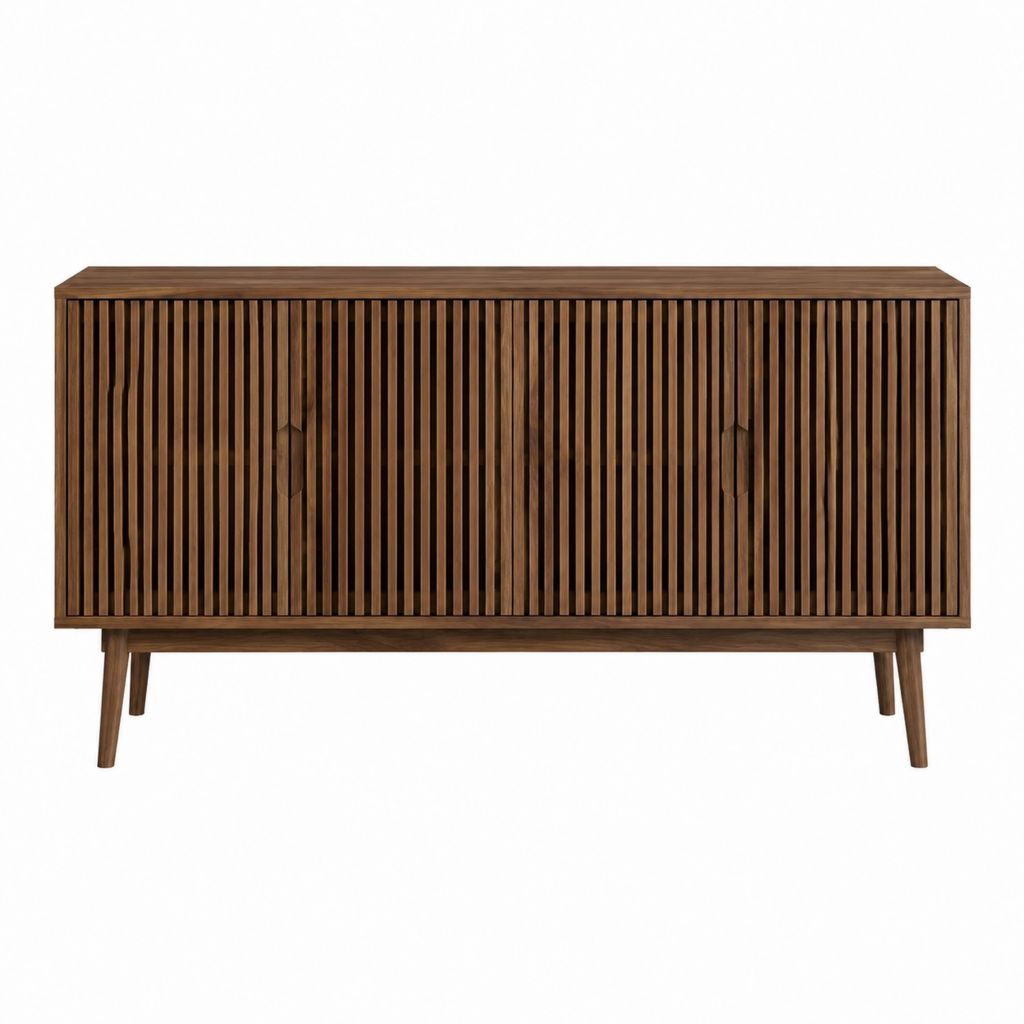 Sideboard mit 3 Türen in Nussbaum MDF mit Walnussfurnier rechteckig 160 x 40 x 80 cm