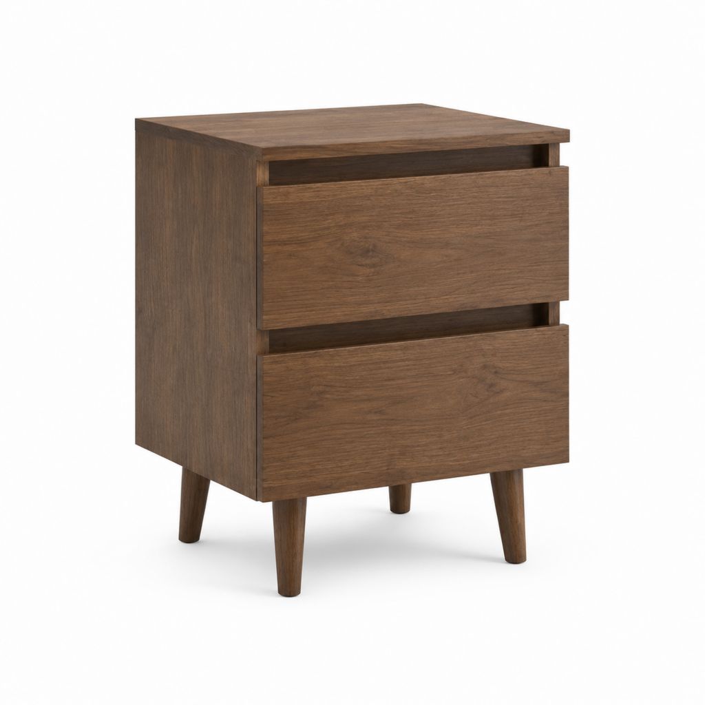 Nachttisch mit 2 Schubladen Walnussbraun MDF mit Walnussfurnier rechteckig 45 x 35 x 60 cm