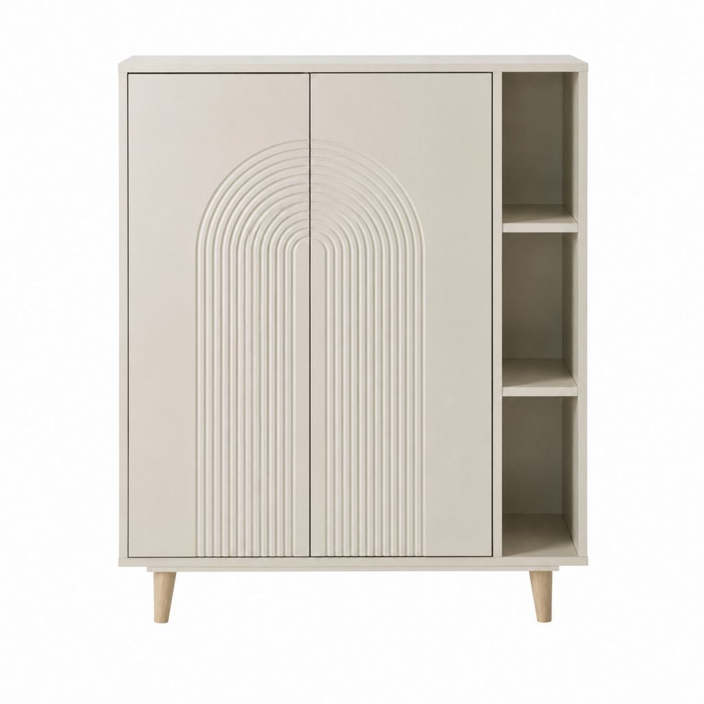 Sideboard Beige MDF mit 2 Türen und 3 offenen Fächern 90 x 40 x 120 cm