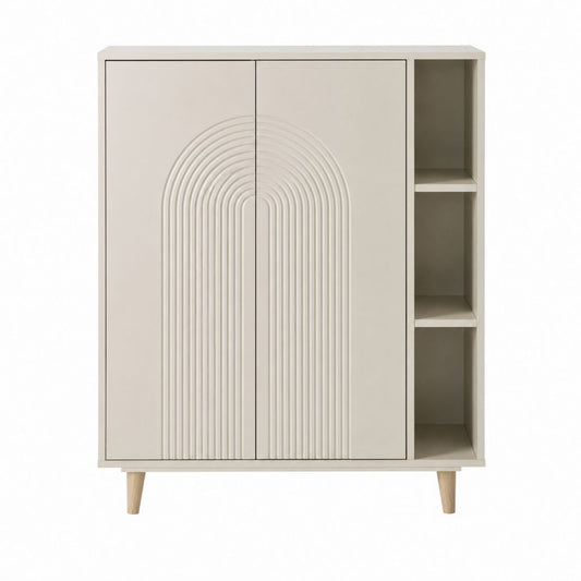 Sideboard Beige MDF mit 2 Türen und 3 offenen Fächern 90 x 40 x 120 cm