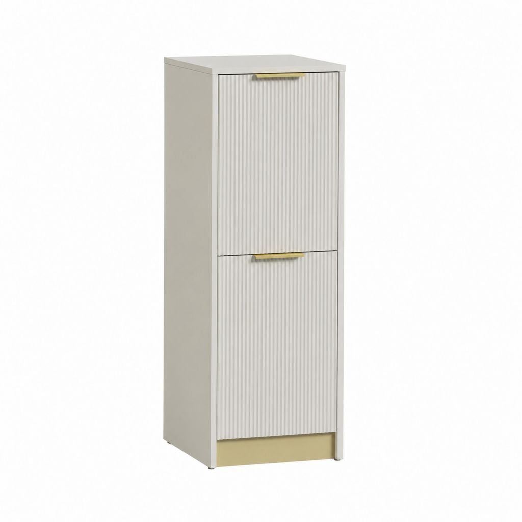 Schmales Sideboard mit 2 Türen Cremeweiß Gold MDF rechteckig 40 x 35 x 120 cm