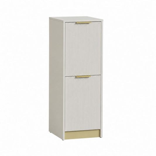 Schmales Sideboard mit 2 Türen Cremeweiß Gold MDF rechteckig 40 x 35 x 120 cm