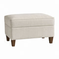 Polsterhocker Beige Polyester Rechteckig mit Massivholzbeinen 75 x 60 x 45 cm