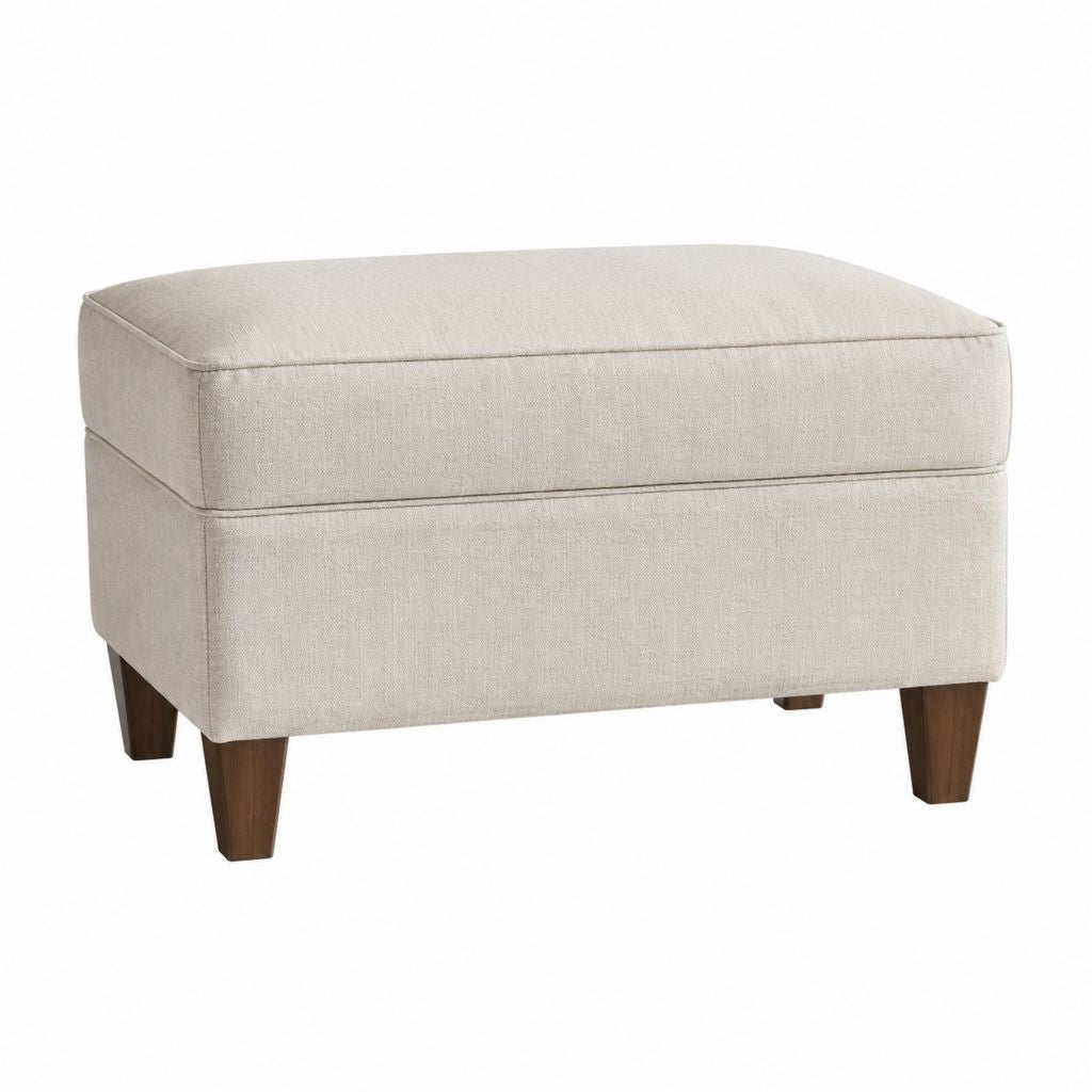 Polsterhocker Beige Polyester Rechteckig mit Massivholzbeinen 75 x 60 x 45 cm