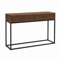 Konsolentisch mit 2 Schubladen Nussbaumbraun Schwarz Akazienholz Stahl rechteckig 120 x 35 x 80 cm